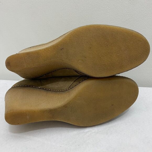 J Crew MacAlister Tan Suede Leather Wedge Heel Ankle Bootie in Flax Womens 8 - Picture 6 of 11